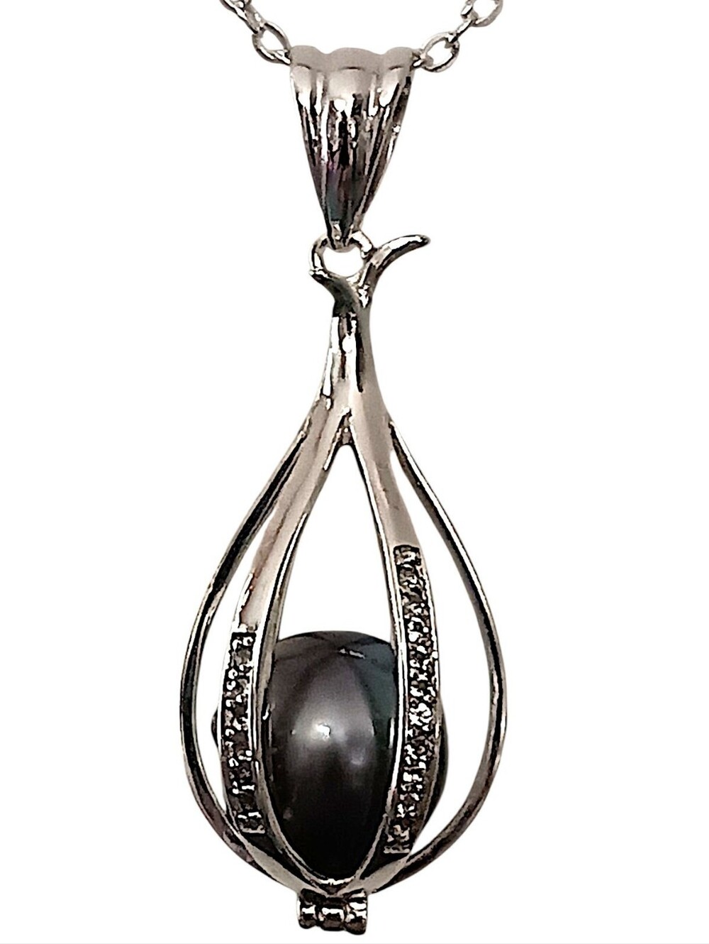 Sterling Silver South Sea Tahitian Pearl Pendant Golden Black Interchangeable - Picture 5 of 16